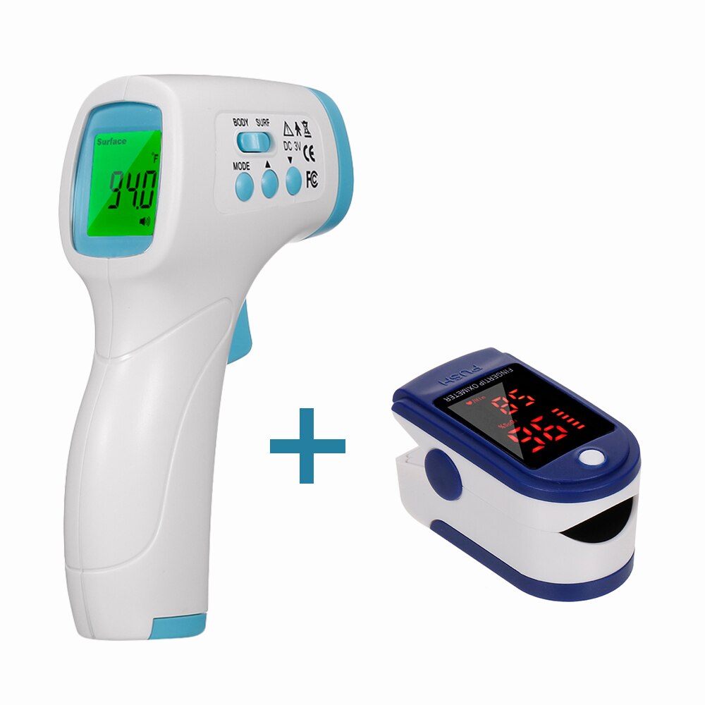 Portable Blood Oxygen Finger Pulse Digital Fingertip Oximeter Oxygen Saturation Meter Finger Monitor Oximetro + thermometer: MD1735BL MD1795