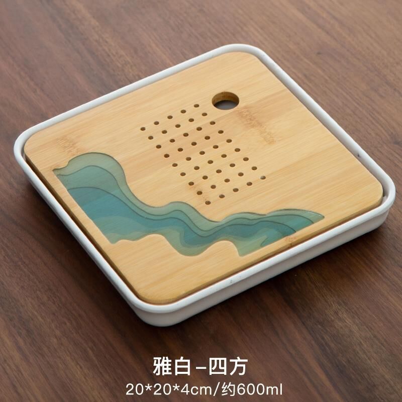 Tea Set Tray Set Japanese Dry Tea Tray Simple Home Office Bamboo Water Storage Melamine Tea Table Desktop Decoration: E