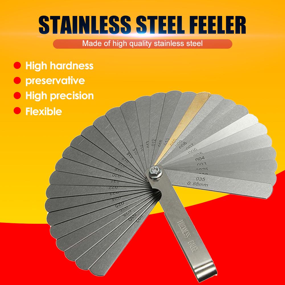 Stainless Steel Feeler Gauge Removable 32 Blades Combination Thickness Gap Filler Metric Imperial Measuring Instruments