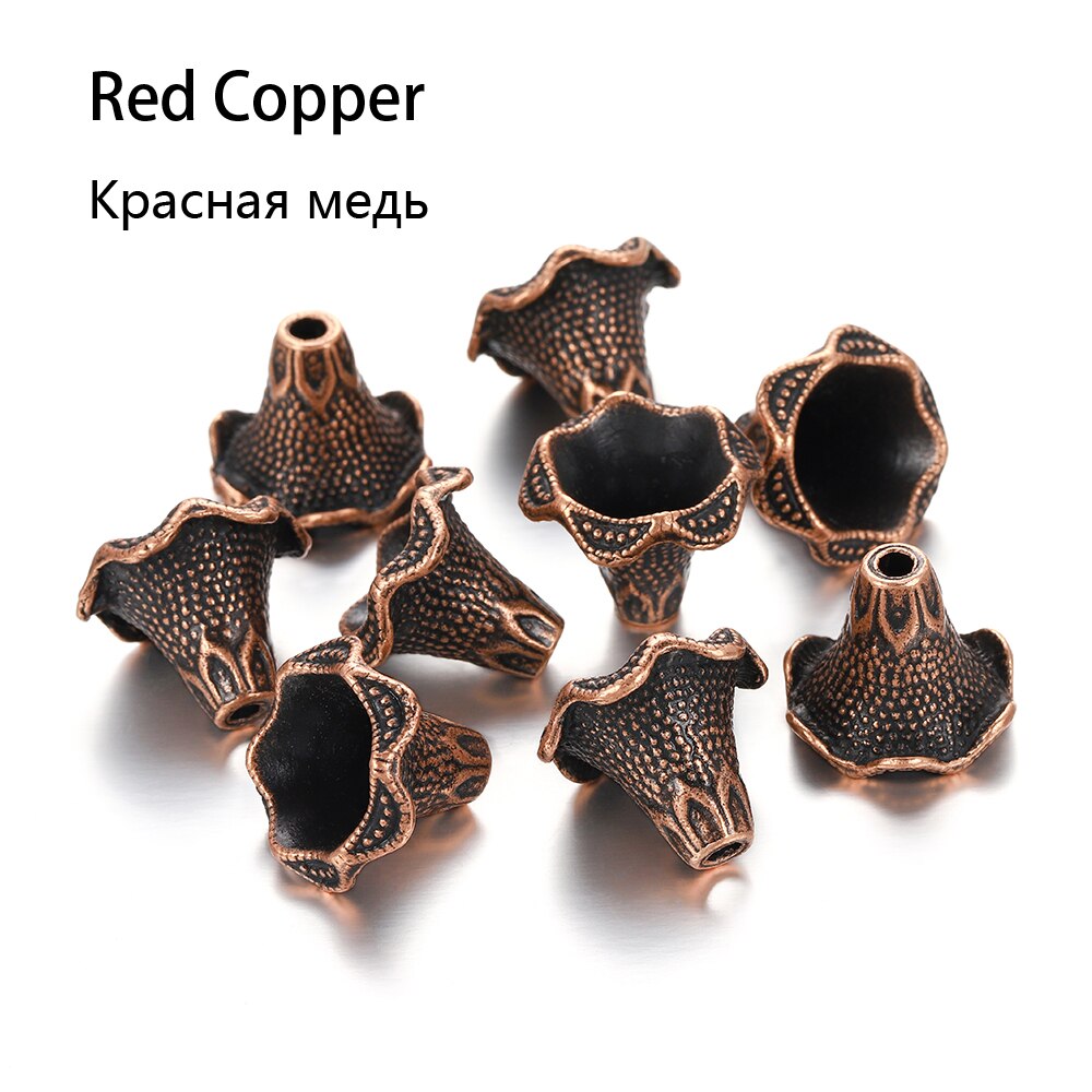 2 sztuk/partia Alloy starożytny złoty różne kształty kwiat koraliki czapki zaślepka złącza dla DIY kolczyki tworzenia biżuterii Accessroies: Red Copper 4