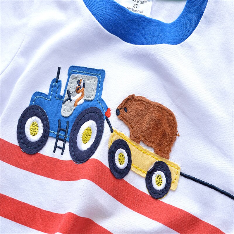 Springen Meter Baby Applique T Shirts Katoen Lange Mouw Jongens Meisjes Kleding Leuke Pinguïn Kids T Shirts Herfst Lente Kleding