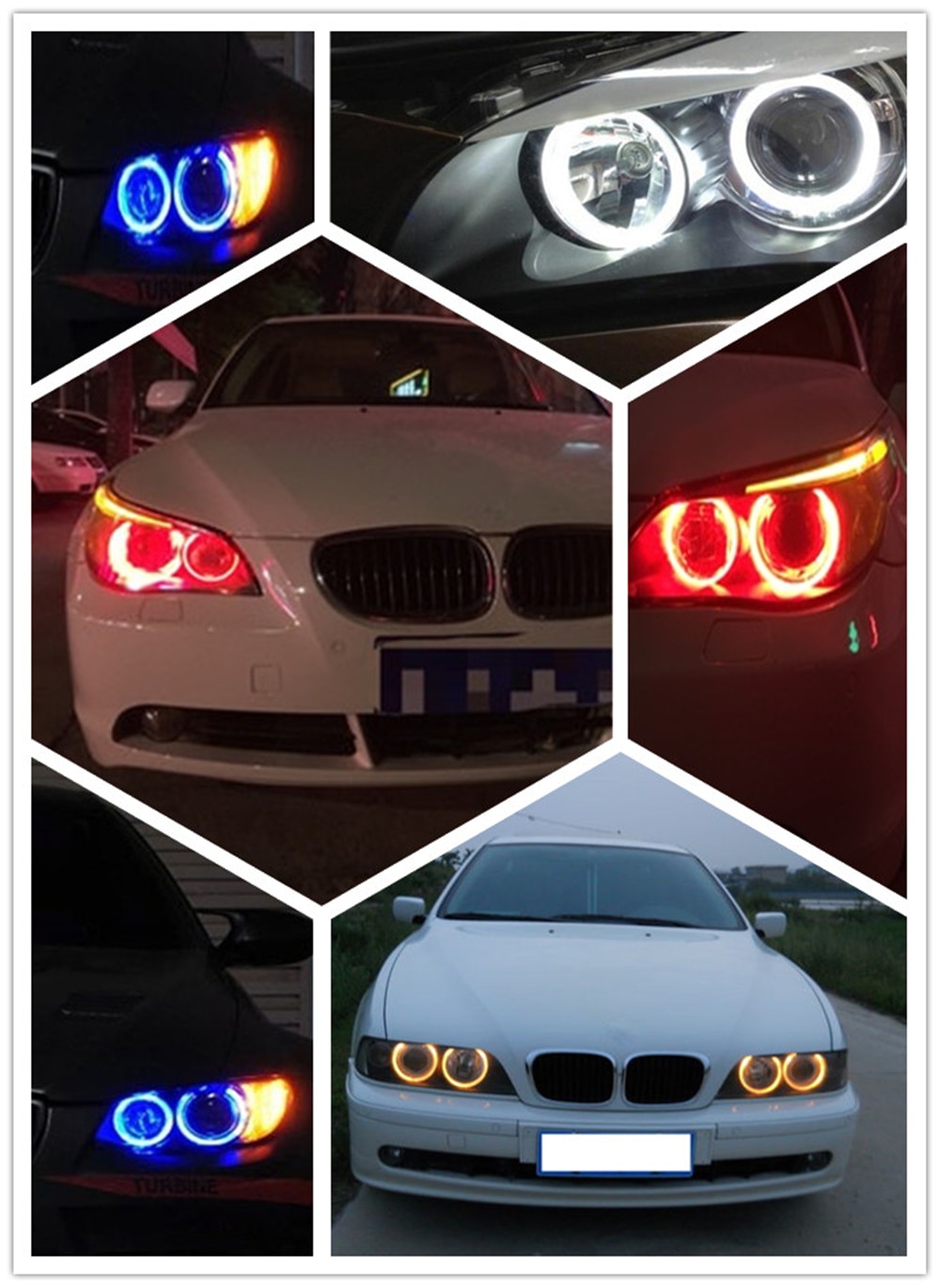 2 stk led angel eyes bil blinkende til bmw  e39 e53 e60 e61 e63 e64 e65 e66 e87 525i 530i xi 545i m5 fejlfri markeringslygter pærer