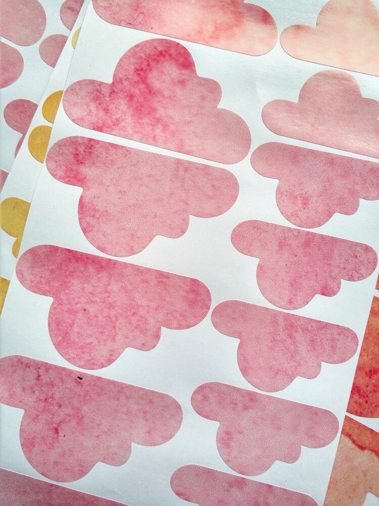 Nursery Clouds Pattern Wall Sticker Watercolour Vinyl Decal Removable For Girls Room Decor