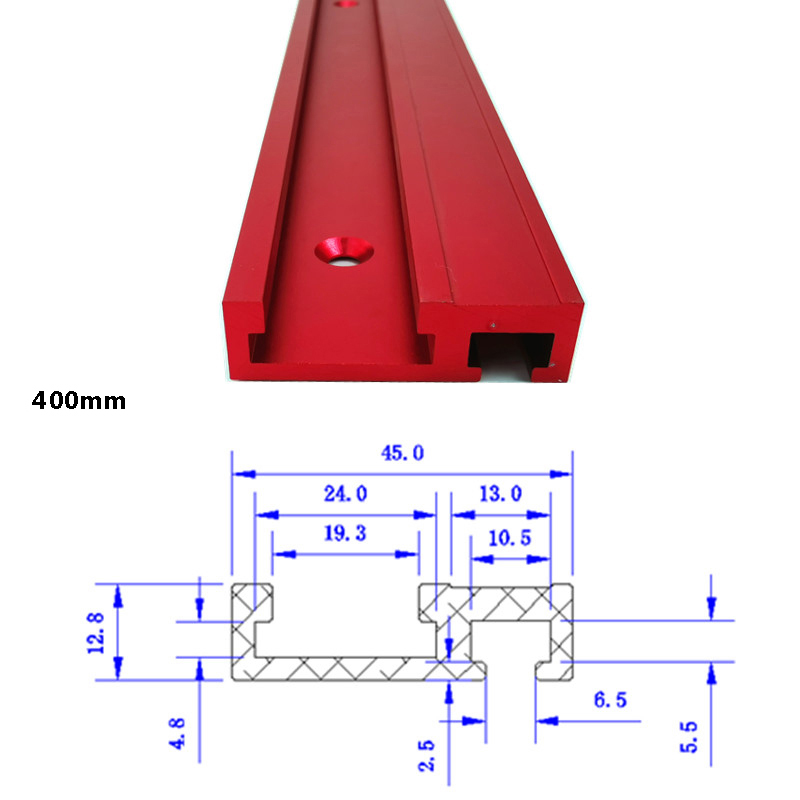 Chute Aluminium Alloy T-tracks Woodworking Standard Miter Track Stop for Carpentry Workbench Router Table: 400mm T-track