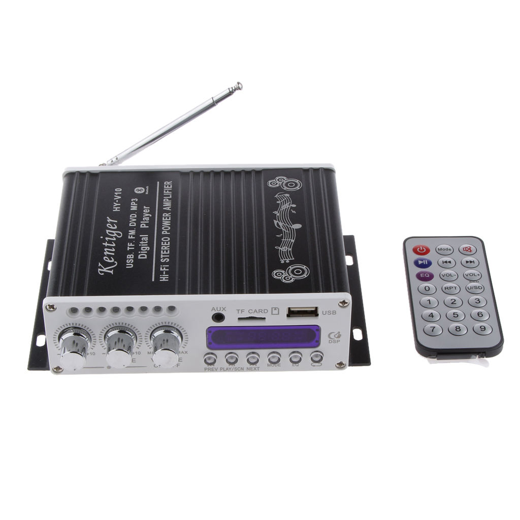 Amplificateur stéréo de voiture, Bluetooth HY-V10, 200W 2CH Booster TF FM MP3 USB