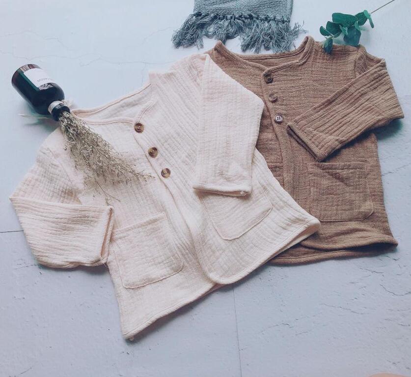 katoen en linnen jas voor jongens en meisjes baby boy kleding meisjes jassen: CAMEL / 4T