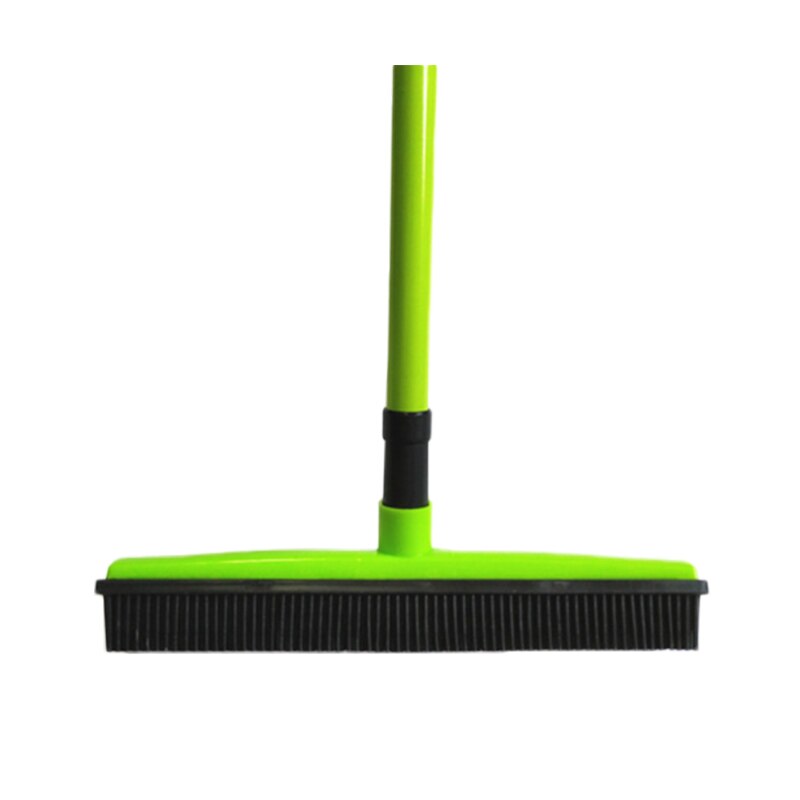 Rubber Broom Telescopic Bristles Magic Clean Sweeper Pet Hair Lint Removal Device Squeegee Scratch Bristle Long Push Broom: light green