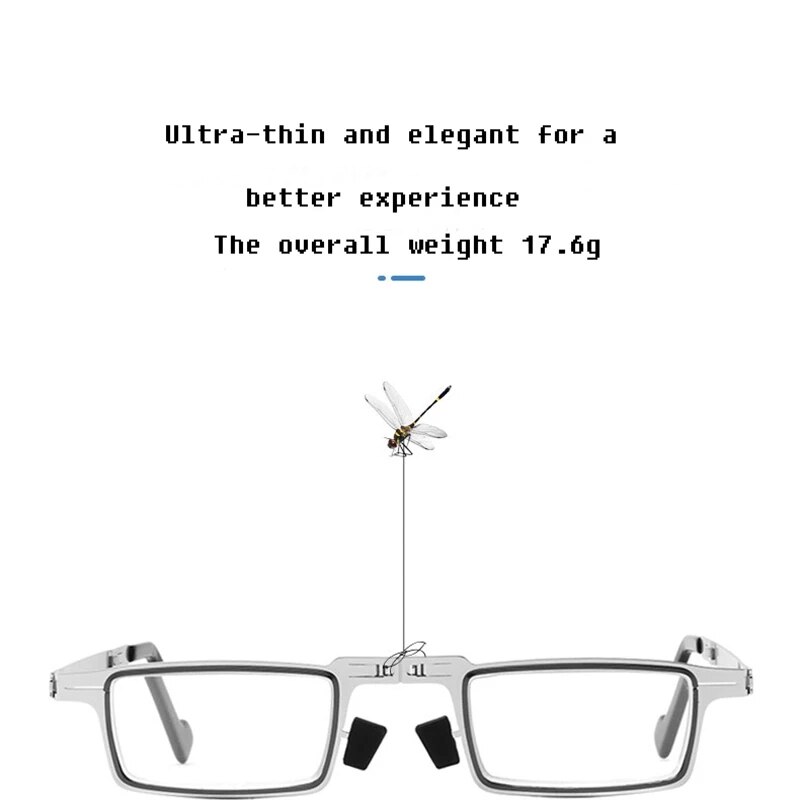 May Flower Blue Anti-Light Men's Reading Glasses Metal Foldable Presbyopia Men's Eyeglasses Frame Cooling Glasses Men With Case