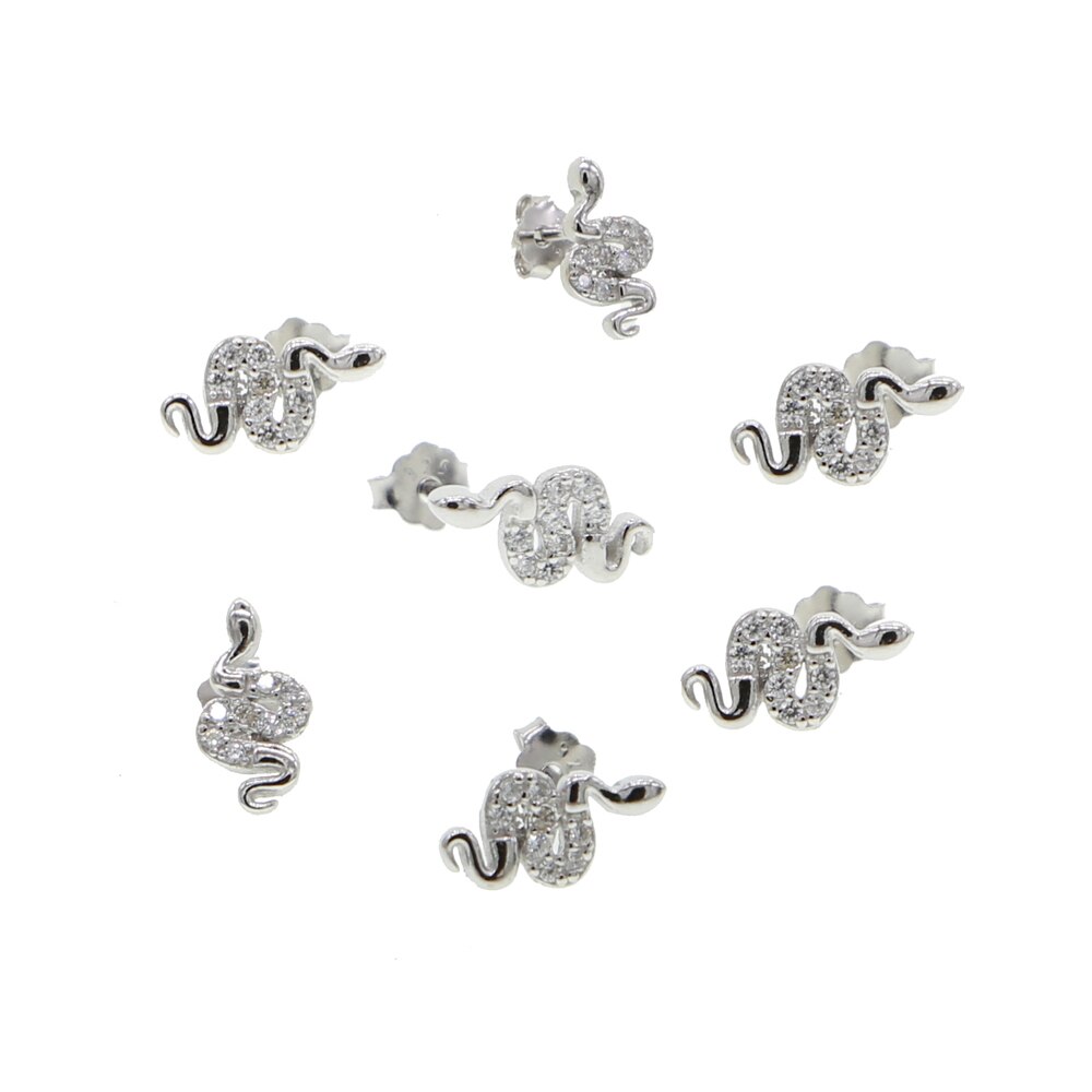 100% 925 Sterling Silber minimalis zarte Ebene Ohrringe Für Frauen mädchen Gold Schlange cz Nieten Knorpel Ohr Knochen Ohrringe