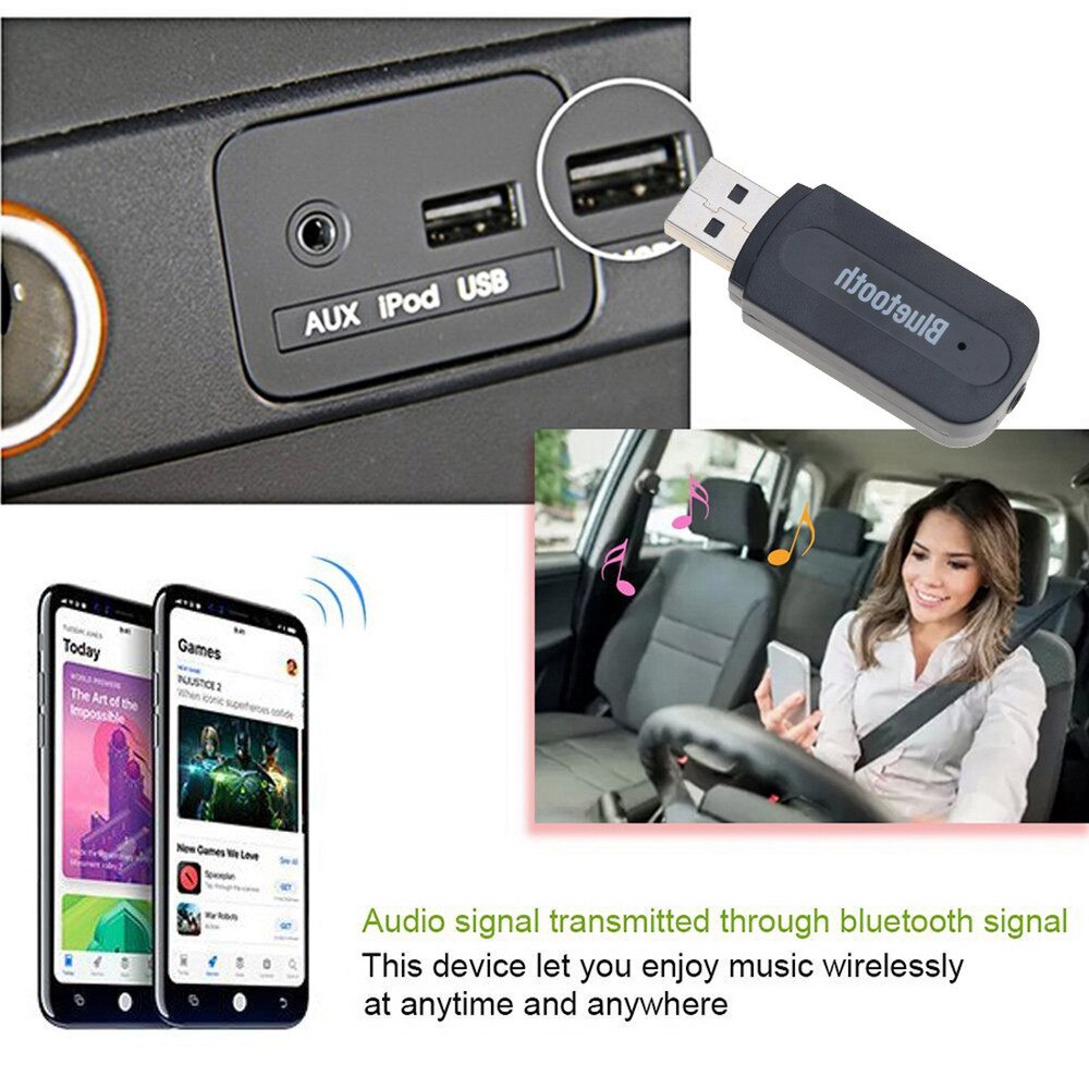 Bluetooth AUX Stereo Musik USB Bluetooth Auto Musik Empfänger Dongle Bausatz mit Audio- Kabel für iPhone Auto Bluetooth Adapter