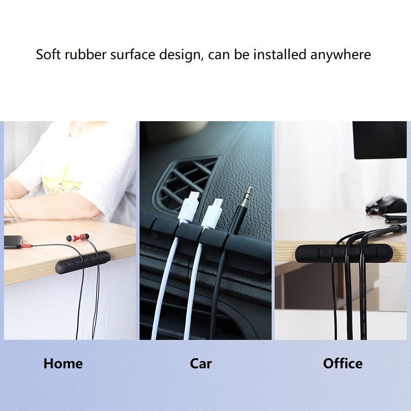 Self Stick Charging Cables USB Cords Cell Phone Chargers Wired Headphones Cable Organizer Car Wire Holder Desktop Cable Clamp