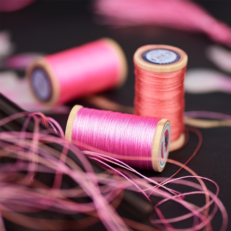 Roll Van 0.3 Mm Nylon Gevlochten Draad Hand Geweven Chinese Knoop Kwasten Lijn Ongeveer 50M Hoge Sterkte 3 strengen Draad Kwastje Lijn Roze