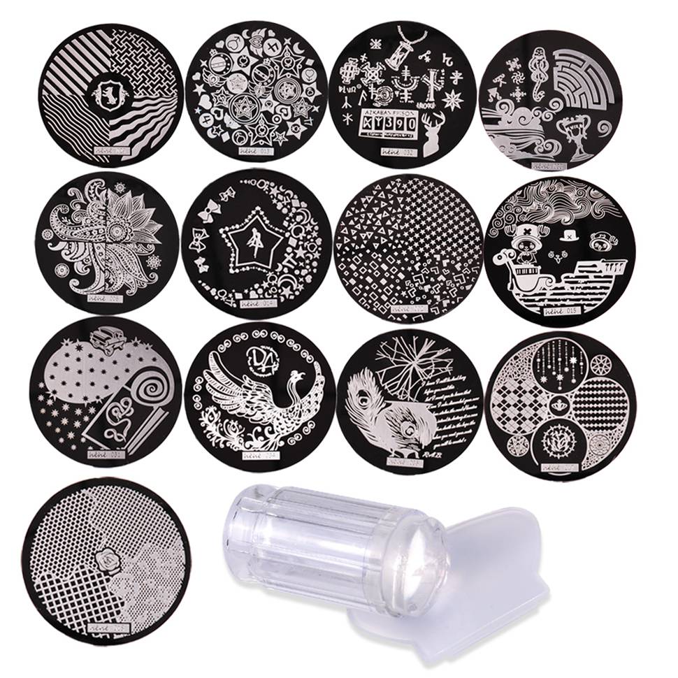 Biutee Nagel Stempel Platten einstellen 15 platte + 1 Stempel + 2 Schaber + 1 lagerung tasche Desgins NäGel Kunst stanzen Platte Schaber Stempel einstellen: einstellen 4