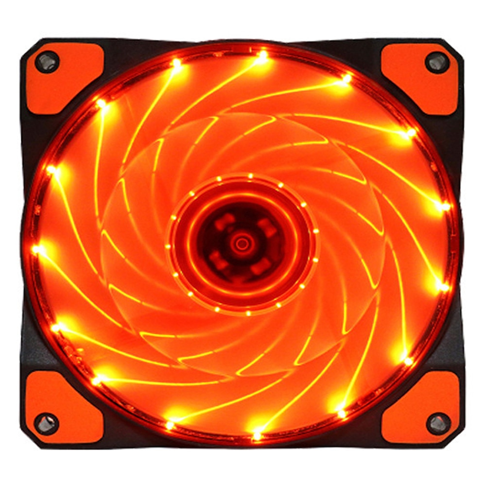 120mm LED Ultra Silent Computer PC Case Fan 15 LEDs 12V Cpu Heatsink Cooler master Cooling Fan DC 12V 4P 3P Connector #Y8: Orange
