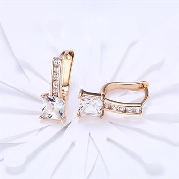 K Gold Zircon Earrings Square Diamond Romantic Earrings Ear Clips Women's Champagne Gold KZCE115-E Mushroom Earrings Best