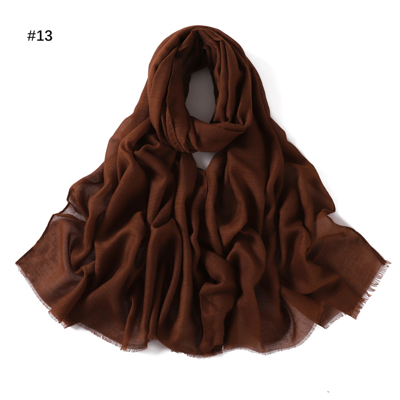 Women Ramadan Muslim Hijab Cotton and Linen Soft Autumn and Winter Solid Color Islam Scarf Headscarf Shawl: Brown