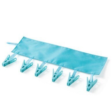 Serise Multifunctional Portable Cloth Hanger Drying Rack Foldable Bathroom Rack Travel Clothespin 6 Clip Hanger Towel: Blue