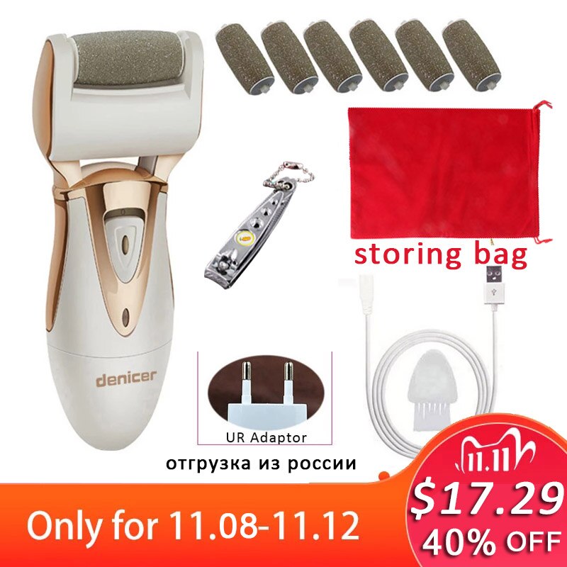 Electric Foot Care Pedicure Product Callus Remover Rechargeable Pedicura File Machine for Peel Dead Skin Removal Feet Care Tools: Russian Charger