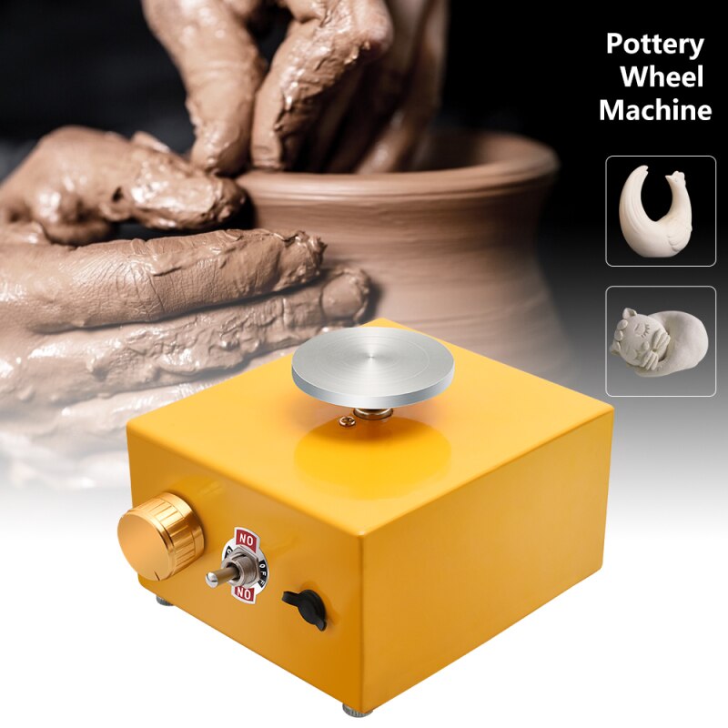 Rueda giratoria pequeña para cerámica, rueda eléctrica para máquina de alfarería, herramientas para arcilla con bandeja para trabajo de cerámica, enchufe de Reino Unido, EE. UU. Y UE