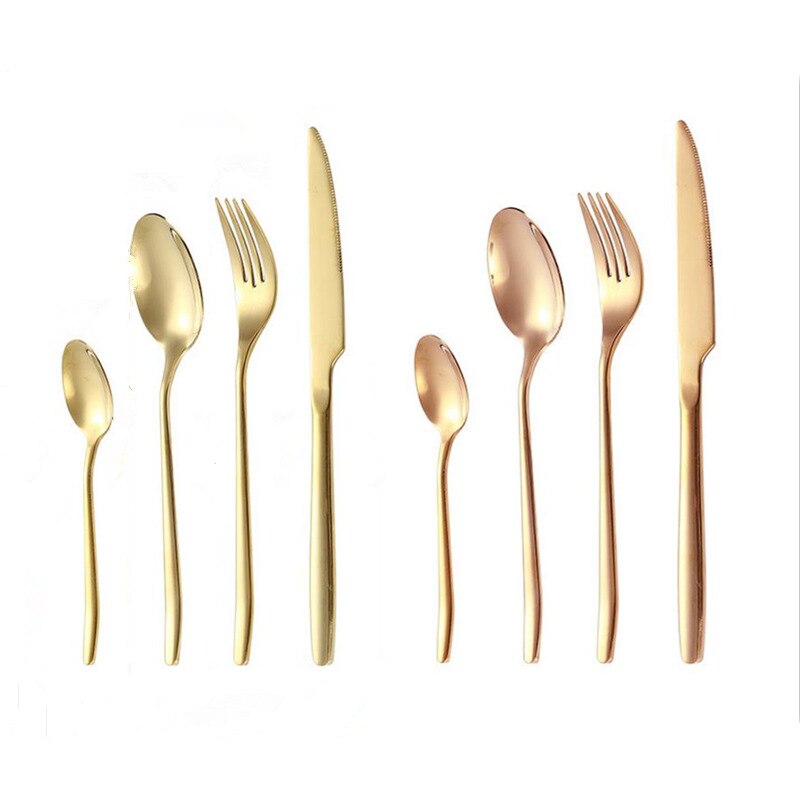 Carmon Golden Bestek Roestvrij Staal Goud Bestek Set Spiegel Shiny Zilverwerk Servies Set Bestek Zwart