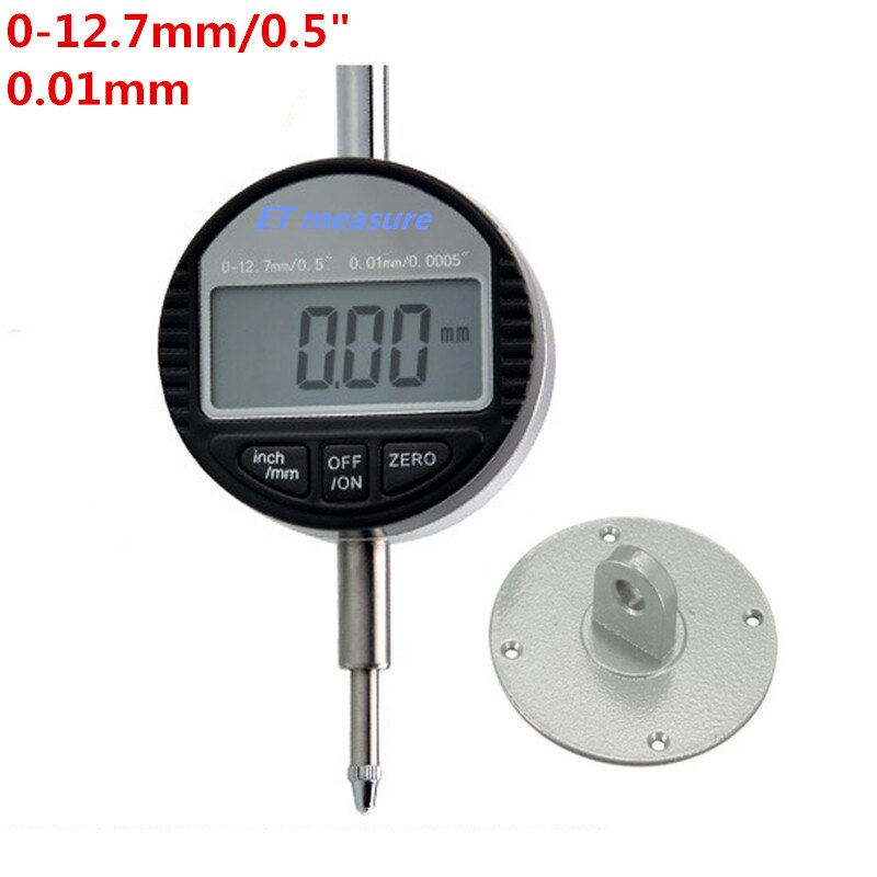 Digital urskiveindikator 0-12.7mm/0-25.4mm 0.01 med mini magnetisk basismagnetstandholdermåler måleværktøj: 0-12.7mm indikator