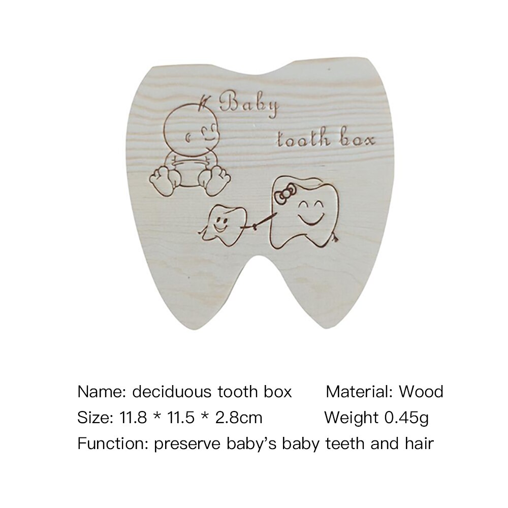 English Wooden Baby Tooth Box Organizer Milk Teeth Storage Umbilical Lanugo Save Collect Baby Souvenirs