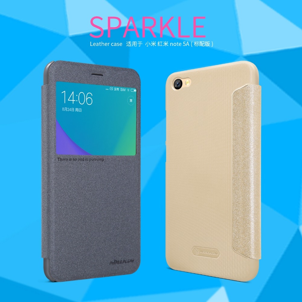 Leather Case Voor Xiaomi Redmi Note 5A(5.5 Inch) nillkin Sparkle Leather Case Window Cover Met Smart Sleep Wake Functie