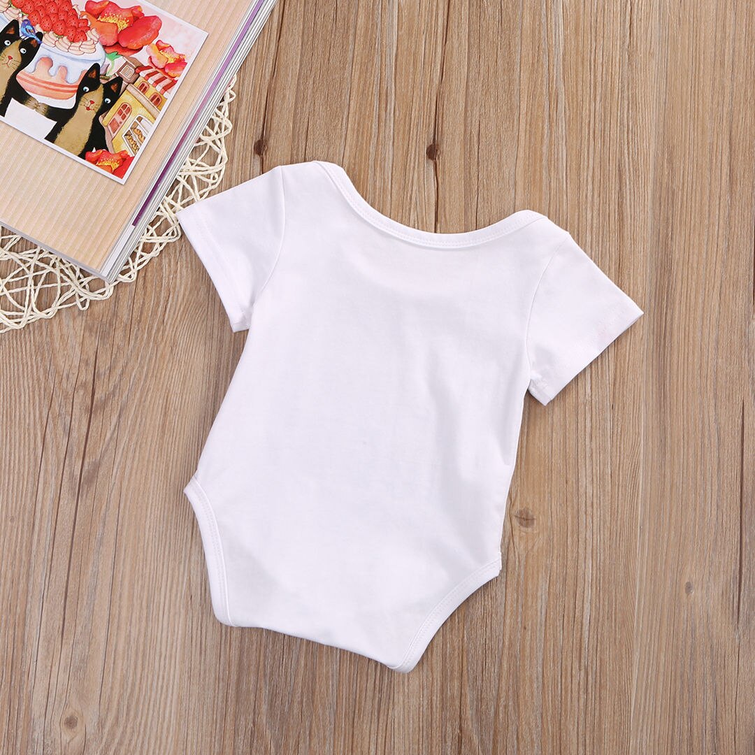 Pasgeboren baby peuter meisje jongen unisex kind letter bedrukte playsuit romper jumpsuit kleding zonnepak outfit