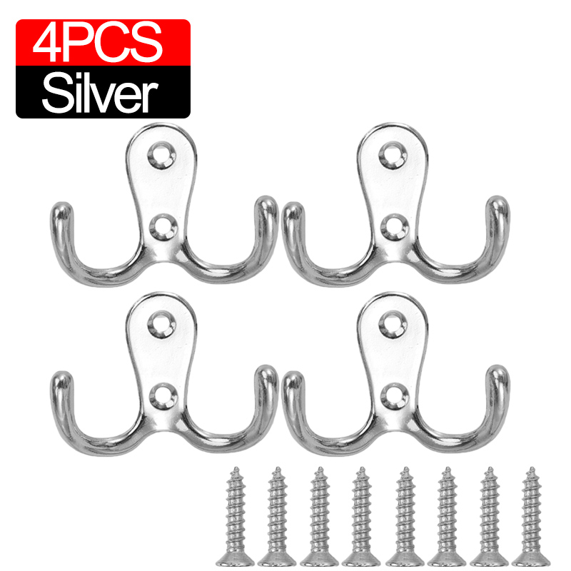 10/2pcs Coat Hooks Wall-Mounted 2 Hole Towel Hanger For Coats Hat Clothing Home Storage Hook Wall Hook Towel Hanger for Hardware: Burgundy