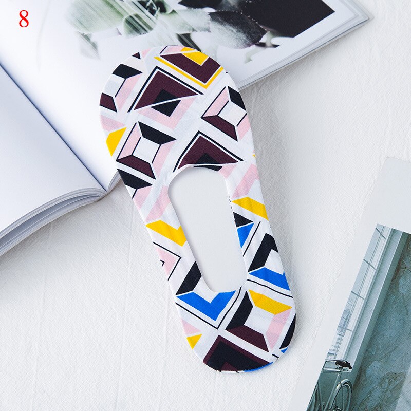 DIY Print Anti-skid Socks Silk Invisible Cats Flamingo Sock Printed in Boat Non Slip Short Socks Female Cartoon No Show Low Sock: 8