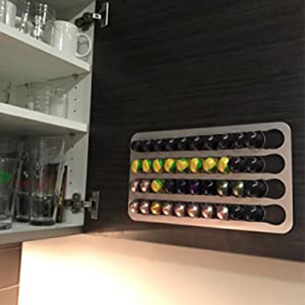 Coffee Pods Holder, Capsules Dispenser Holds Up to 24/40 Pods, for Wall Cabinet Fridge Display Organizer.