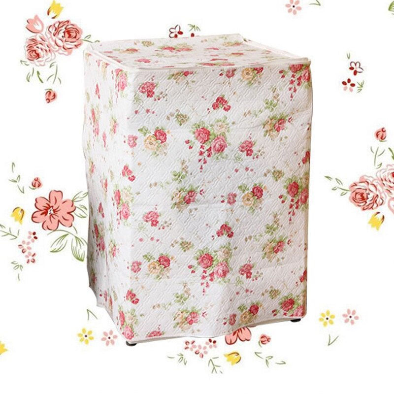 Washing Machine Zippered Dust Cover Sunscreen Washing Machine Enclosures Flower Pattern Thicker Waterproof Durable