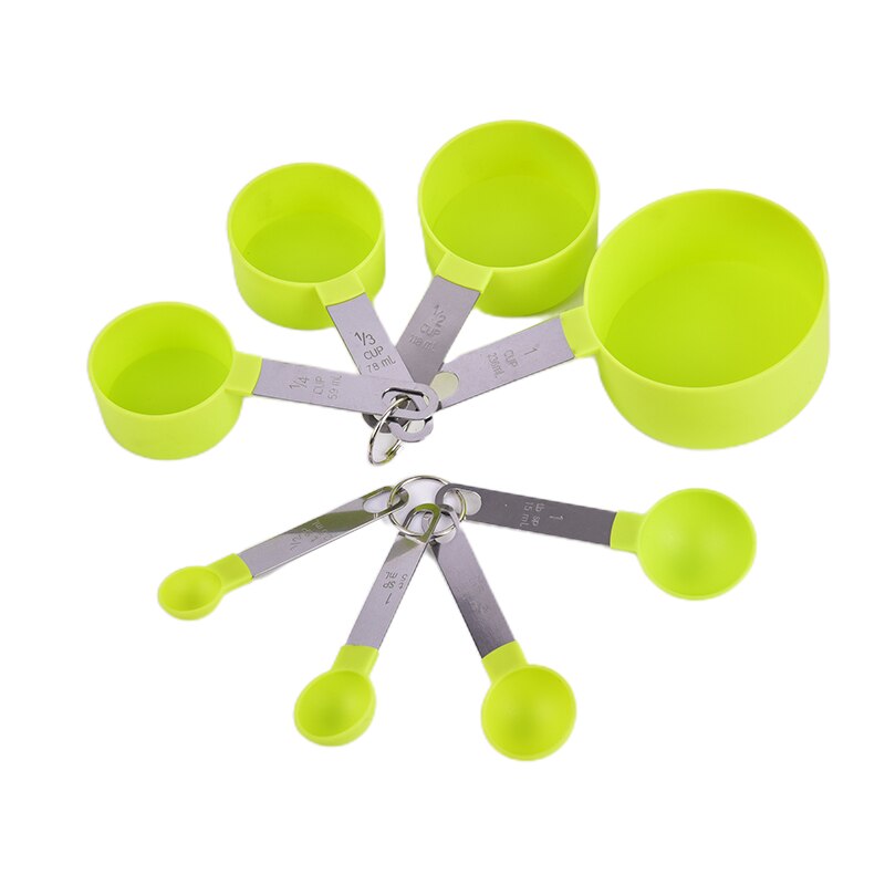 8 Uds cucharas de medir de cocina cucharadita de café cucharada de azúcar pastel hornear harina tazas de medir cocina utensilios de cocina: green