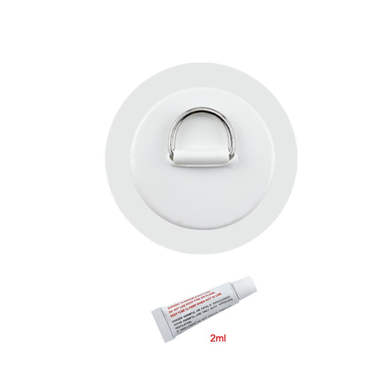 Almohadilla de anillo en D de acero inoxidable de 11cm y 4,3 pulgadas, parche con pegamento para bote inflable de PVC, balsa, bote, canoa, Kayak, tabla de surf, SUP Tie Down: White with Glue