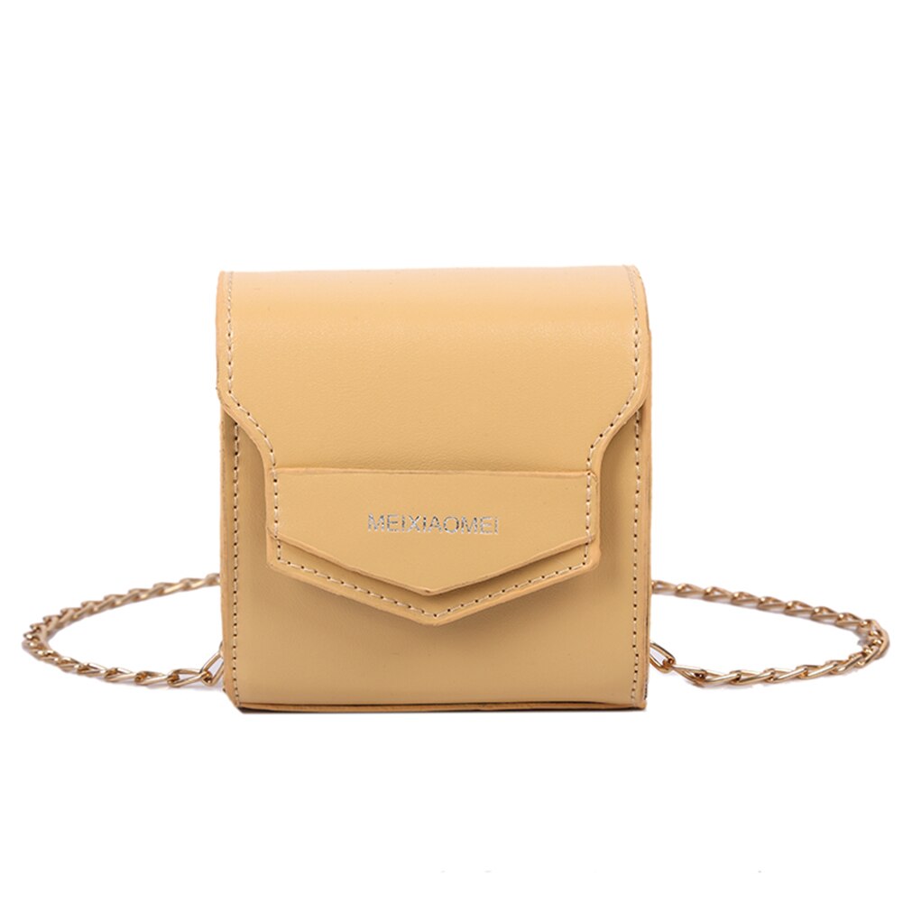 Vintage couleur Pure cuir PU femmes bandoulière sac à main épaule sacs de messager solide chaîne épaule Mini sac à main: Jaune