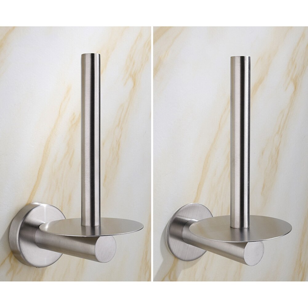 Stainless Steel Wall-mounted Standable Towel Rack Pole Paper Roll Holder