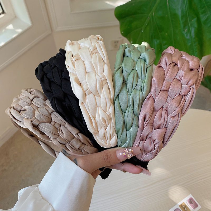 Diadema trenzada de satén de colores bohemios, accesorios para el cabello para adultos, joyería para el cabello