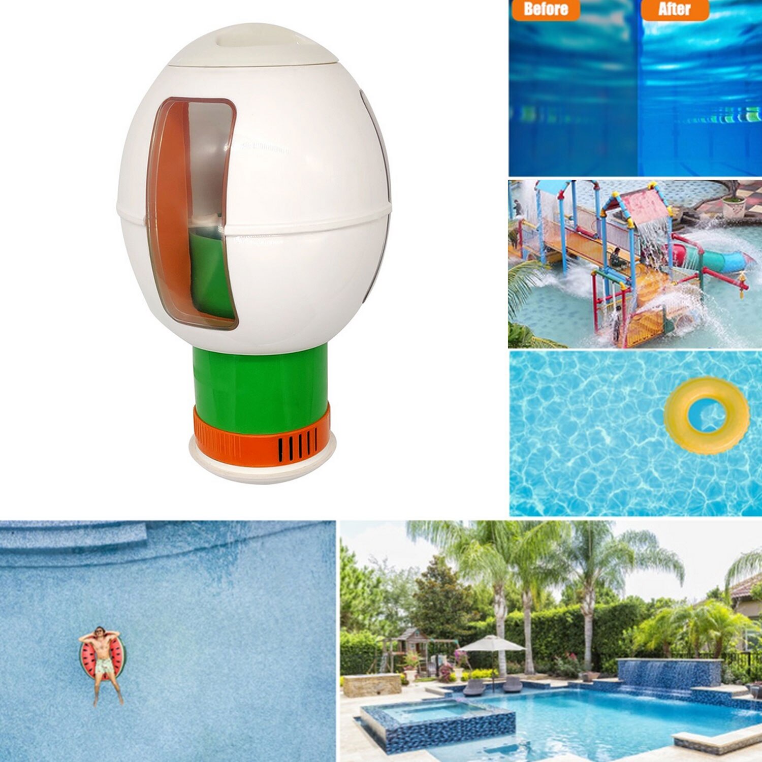 Telescopic Auto Floating Chlorine Chemical Tablets Dispenser Pump for Tub Spa Swimming Pools Fish Aquariums Disinfection