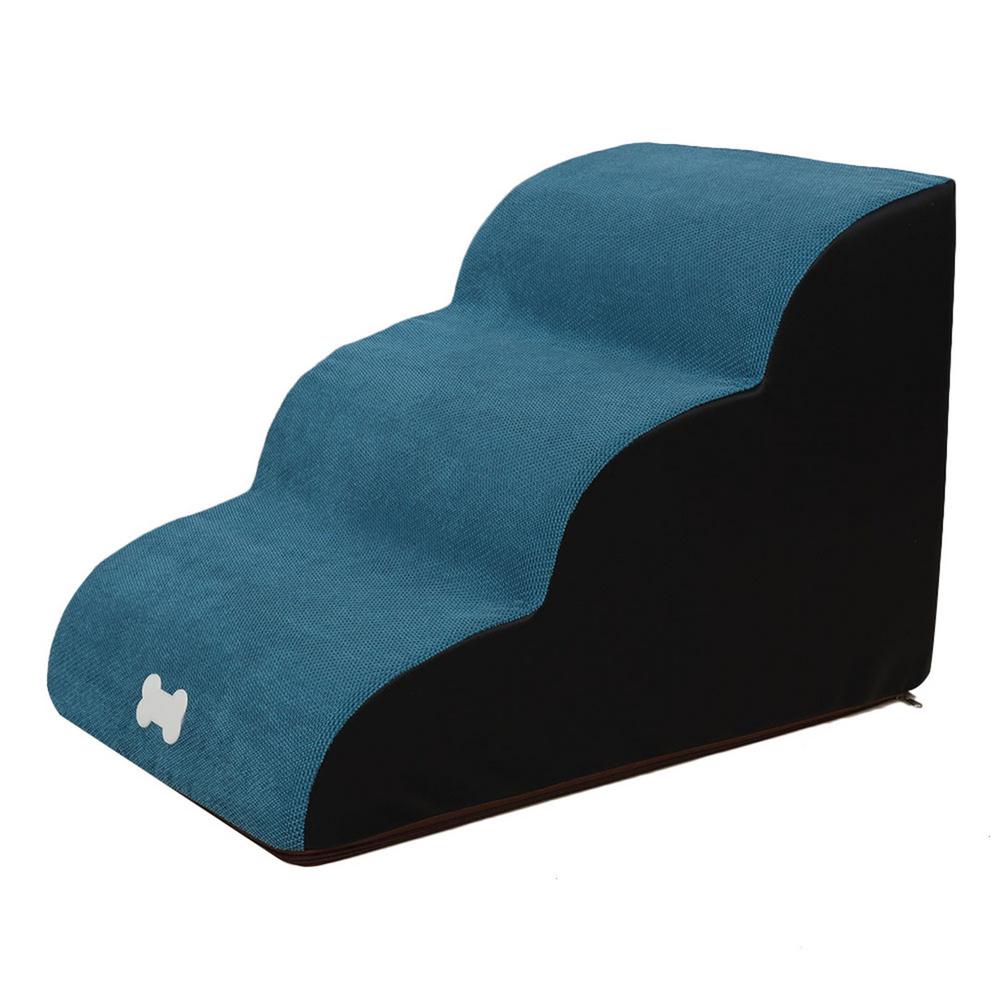Escalera de 3 escalones para perros y mascotas, escalera de algodón antideslizante para gatos y cachorros, suministros para mascotas, herramienta de sofá de escalada: Blue