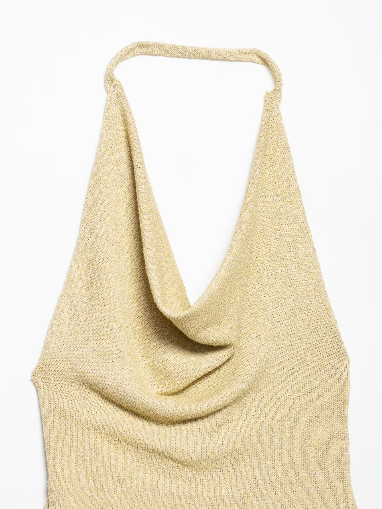 Tangada kvinder gul strikket patchwork kjole ærmeløs dame halterneck midi kjoler 3 timer 13
