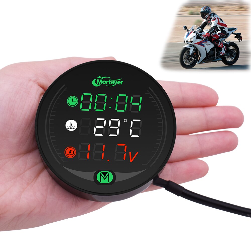 Auto-thermometer-weergave, 12V-24V Dual-display Autotemperatuurthermometer, Waterdichte Digitale Auto-voltmeter, Batterijlader en Promoter