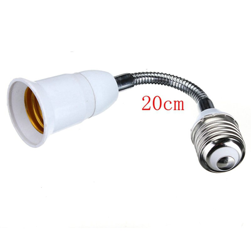 E27 20cm led pære lampe belysning forlængelse holder fleksibel forlænger adapter konverter hvide kabel lys