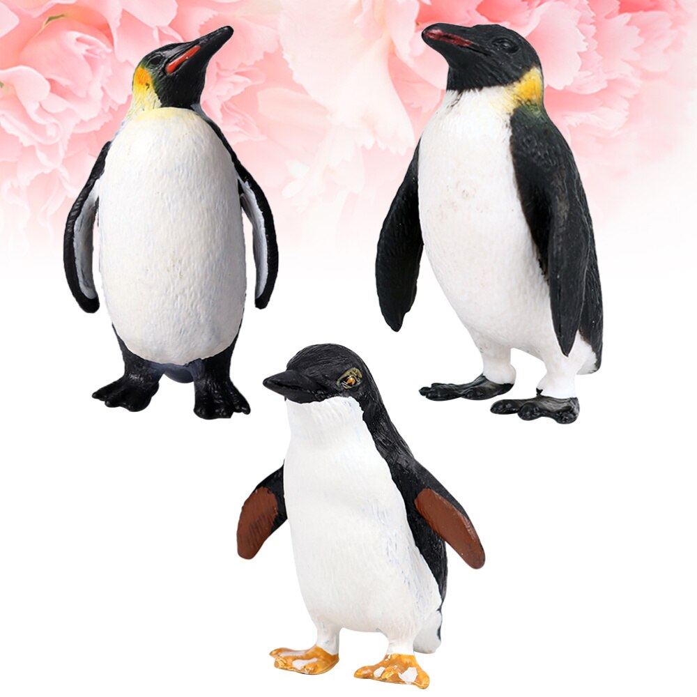 3Pcs Pinguïn Beeldje Decoratie Pinguïn Model Dier Ambachten Schattige Desktop Layout Voor Home Office School