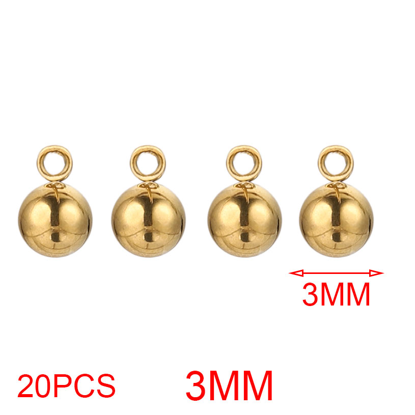 20pcs Lot 4/5/6mm Round Stainless Steel Beads Solid Ball Charms DIY Gold Plated Earrings Bracelet Jewelry Making Materials Craft: Black Zinc Plated