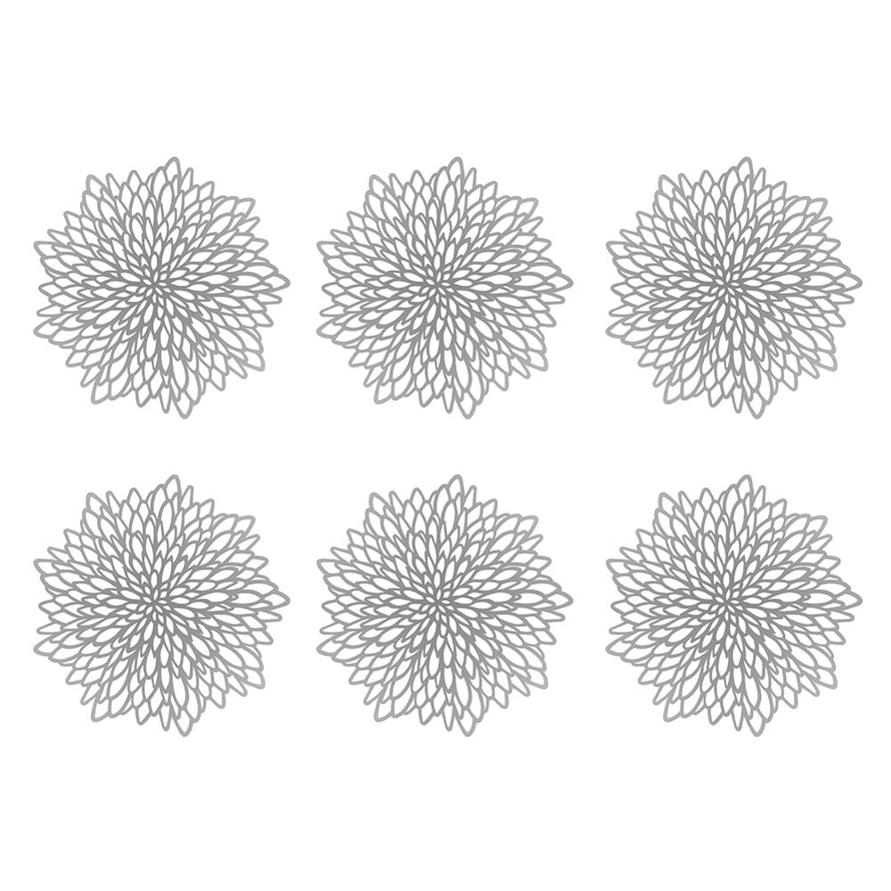 Placemats sett  av 6 bord løper pvc placemat sklisikre vaskbare saken varmebestandig kjøkken bordmatter til spisebord: 6 stk fliseblomst