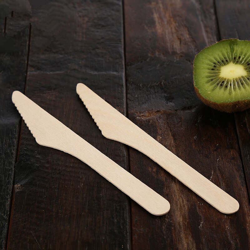 100 Pcs Takeaway Pakket Disposable Houten Mes Vork Lepel Verjaardag Wedding Party Cake Dessert Fruit Servies: knife