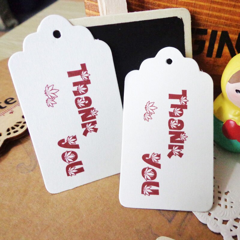 50pcs Thank You Paper Tag DIY Clothing Sewing Supplies Hang Tag 4x7cm Party Wedding Price Paper Label Cards Handmade Craft