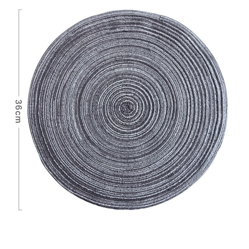 Japanese Round Ramie Table Mat Insulation Pad Solid Placemats Linen Non Slip Kitchen Accessories Decoration Home Pad Coaster: Dark Grey-36cm