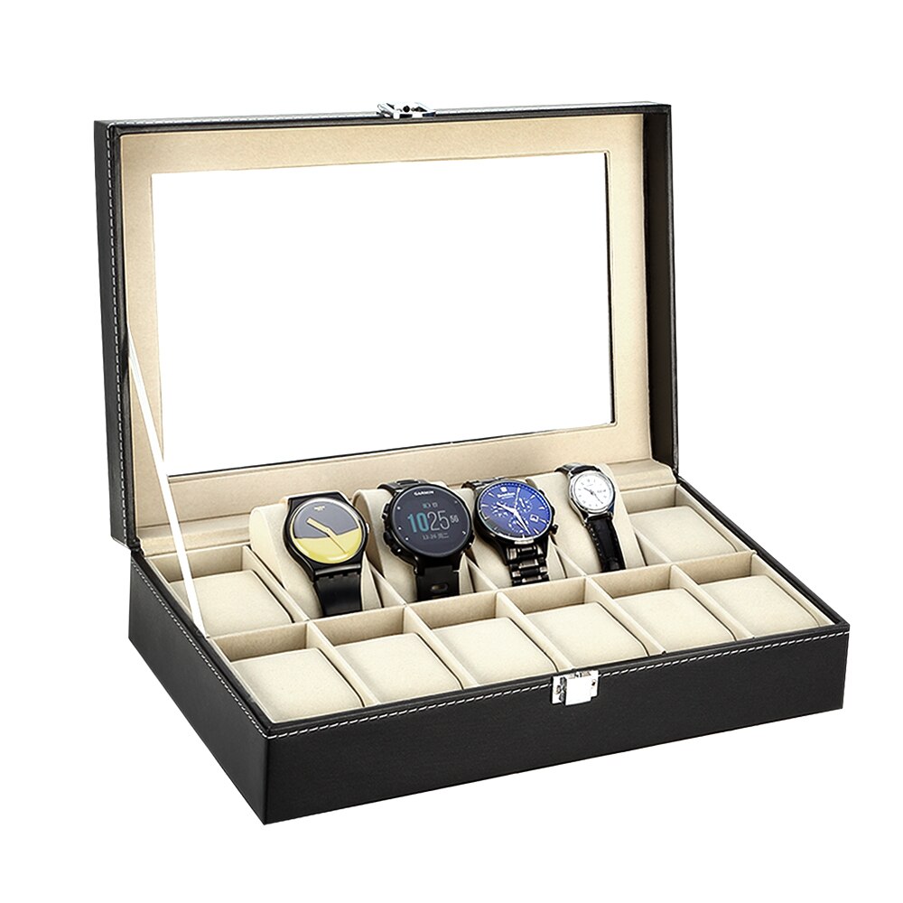 TAWBURY Top-Grain Leather Watch Case for Men - 2 Slot Travel Box With TAWBURY Top-Grain Leather Watch Case for Men - 2 Slot Travel Box With