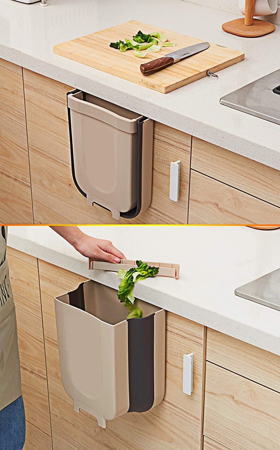 Cubos de Basura Plegable Colgado Basurero Colgante  Contenedor Extraible Montado En La Pared, para la Cocina, Coche ,Baño